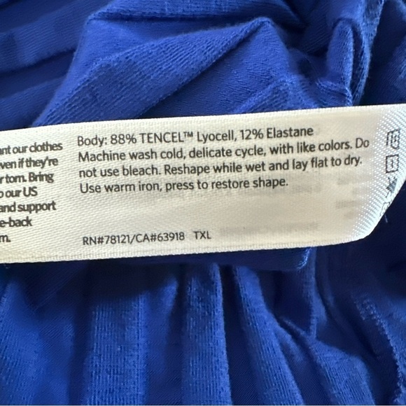 Eileen Fisher Medium Shift Dress Womens Blue Ribbed Stretch Tee Midi Office Work - Picture 9 of 10